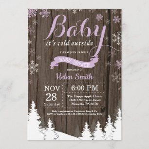 Invitation Bébé son baby shower rustique d'hiver d'extérieur