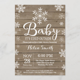 Invitation Bébé son baby shower rustique d'hiver d'extérieur