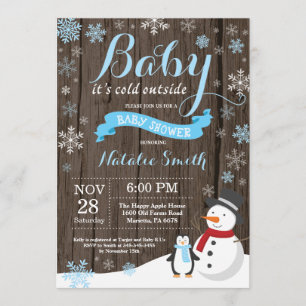 Invitation Bébé son baby shower rustique d'hiver d'extérieur