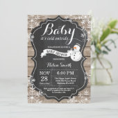 Invitation Bébé son Baby shower Snowman froid à l'extérieur (Debout devant)
