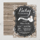 Invitation Bébé son Baby shower Snowman froid à l'extérieur (Devant / Derrière)