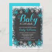 Invitation Bébé son baby shower turquoise extérieur froid (Devant / Derrière)