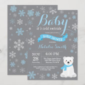 Invitation Bébé son bleu extérieur froid de baby shower de (Devant / Derrière)