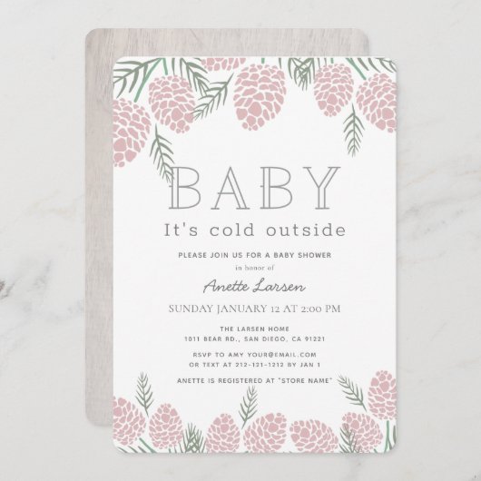 Invitation Bébé son froid à l'extérieur Baby shower de cône d (Devant / Derrière)