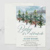 Invitation Bébé son froid à l'extérieur baby shower des arbre (Devant / Derrière)