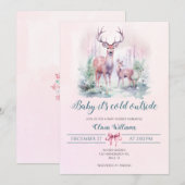 Invitation Bébé son froid à l'extérieur baby shower fille cer (Devant / Derrière)