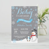 Invitation Bébé son froid à l'extérieur Baby shower garçon d' (Debout devant)