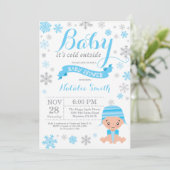 Invitation Bébé son froid à l'extérieur Baby shower garçon d' (Debout devant)