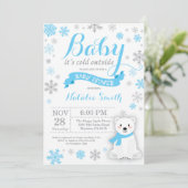 Invitation Bébé son froid à l'extérieur Baby shower garçon d' (Debout devant)