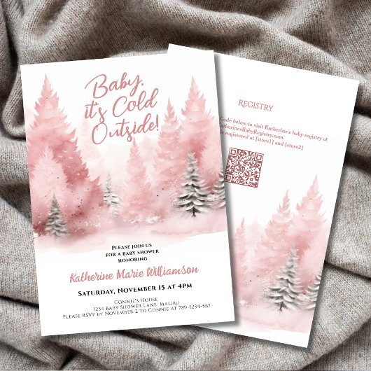 Invitation Bébé son froid à l'extérieur Baby shower rose hive