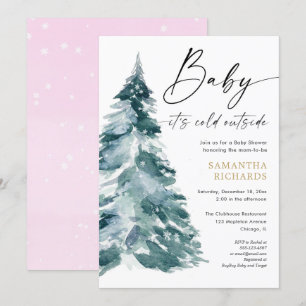 Invitation Bébé son froid à l'extérieur de l'or rose fille do