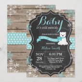 Invitation Bébé son froid à l'extérieur de l'ours polaire Bab (Devant / Derrière)