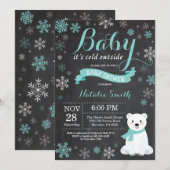 Invitation Bébé son froid à l'extérieur du Baby shower Aqua d (Devant / Derrière)