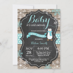 Invitation Bébé son froid à l'extérieur du Baby shower Aqua P