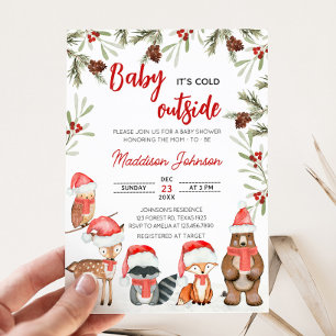 Invitation Bébé son froid à l'extérieur du Baby shower boisé 