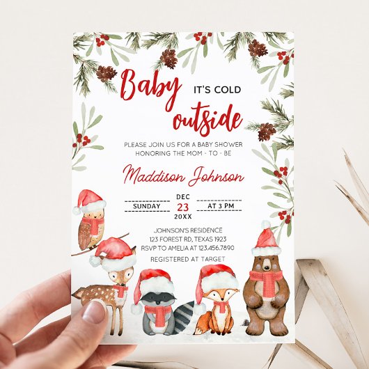 Invitation Bébé son froid à l'extérieur du Baby shower boisé 