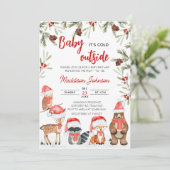 Invitation Bébé son froid à l'extérieur du Baby shower boisé  (Debout devant)