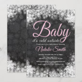 Invitation Bébé son froid à l'extérieur du Baby shower de flo (Devant / Derrière)