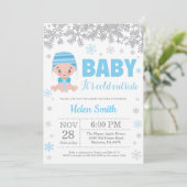 Invitation Bébé son froid à l'extérieur du Baby shower de gar (Debout devant)