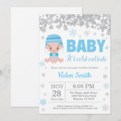 Invitation Bébé son froid à l'extérieur du Baby shower de gar (Devant / Derrière)