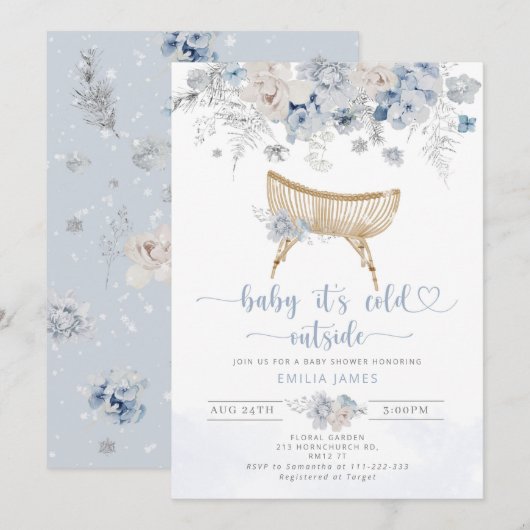 Invitation Bébé son froid à l'extérieur du baby shower de pép (Devant / Derrière)