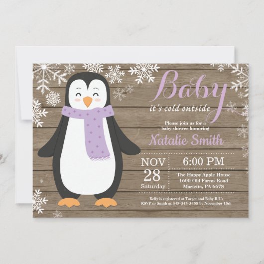 Invitation Bébé son froid à l'extérieur du Baby shower de pin (Devant)