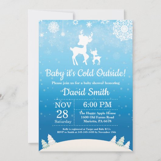 Invitation Bébé son froid à l'extérieur du Baby shower des ce (Devant)