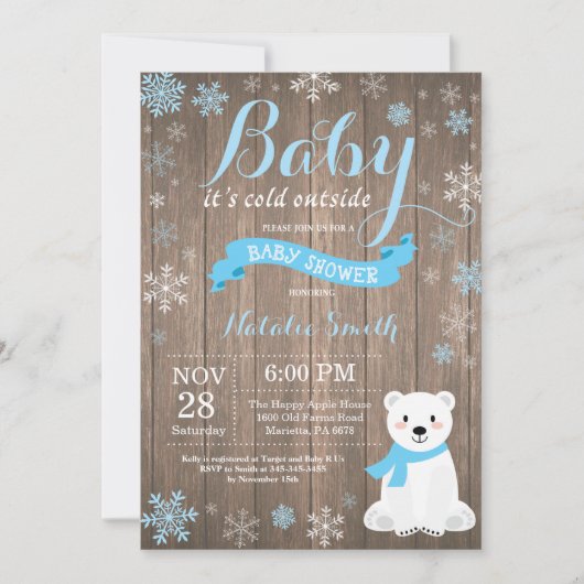 Invitation Bébé son froid à l'extérieur du Baby shower d'hive (Devant)