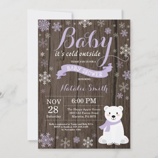 Invitation Bébé son froid à l'extérieur du Baby shower d'hive (Devant)