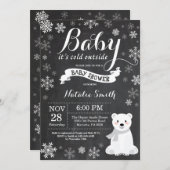 Invitation Bébé son froid à l'extérieur du Baby shower d'ours (Devant / Derrière)