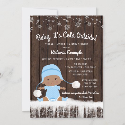 Invitation Bébé son froid à l'extérieur du Baby shower ethniq (Devant)