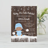 Invitation Bébé son froid à l'extérieur du Baby shower ethniq (Debout devant)