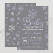 Invitation Bébé son froid à l'extérieur du Baby shower fille (Devant / Derrière)