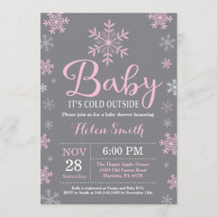 Invitation Bébé son froid à l'extérieur du Baby shower fille 