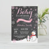 Invitation Bébé son froid à l'extérieur du Baby shower fille (Debout devant)