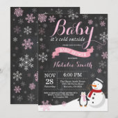 Invitation Bébé son froid à l'extérieur du Baby shower fille (Devant / Derrière)