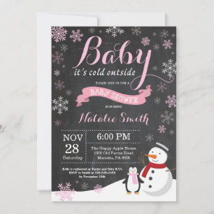 Invitation Bébé son froid à l'extérieur du Baby shower fille 