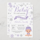 Invitation Bébé son froid à l'extérieur du Baby shower fille (Devant / Derrière)