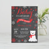 Invitation Bébé son froid à l'extérieur du Baby shower rouge (Debout devant)