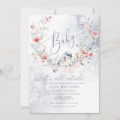 Invitation Bébé son froid à l'extérieur Dusty Blue baby showe (Devant)