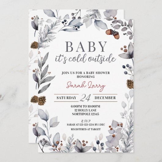 Invitation Bébé Son Froid À L'Extérieur Invitation, Hiver (Devant / Derrière)