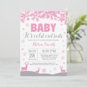 Invitation Bébé son froid Deer Girl Baby shower (Debout devant)