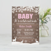 Invitation Bébé son froid Deer Winter Girl Baby shower (Debout devant)