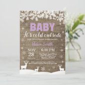 Invitation Bébé son froid Deer Winter Girl Baby shower (Debout devant)