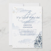 Invitation Bébé son froid dehors Baby shower À feuillage pers (Devant)