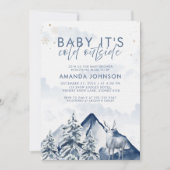 Invitation Bébé son froid dehors Baby shower À feuillage pers (Devant)