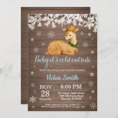 Invitation Bébé son froid dehors Baby shower de cerfs d'hiver (Devant / Derrière)