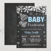 Invitation Bébé son froid dehors Baby shower de garçon d'hive (Devant / Derrière)