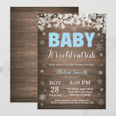 Invitation Bébé son froid dehors Baby shower de garçon d'hive (Devant / Derrière)