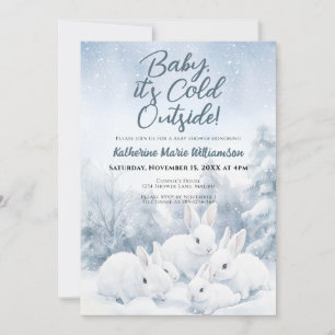 Invitation Bébé son froid dehors Baby shower de lapins d'hive